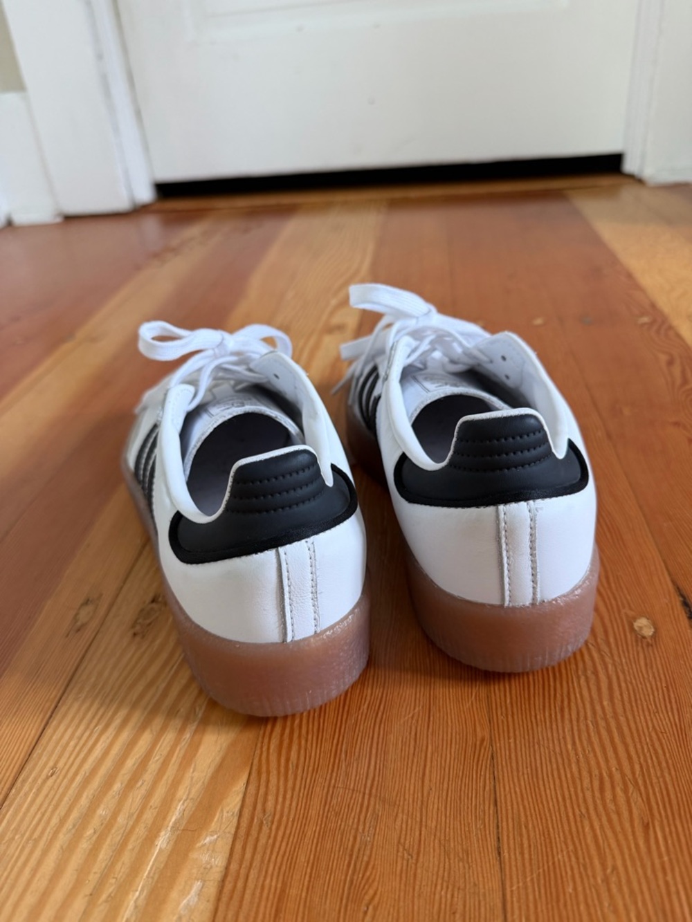 Adidas Sambae White Leather Platform Sneakers 7 - Picture 5 of 6